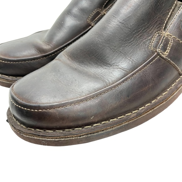 CLARKS Dark Chocolate Brown Genuine Leather Slip ON Loafers Casual Shoes sz 12 - Picture 9 of 16